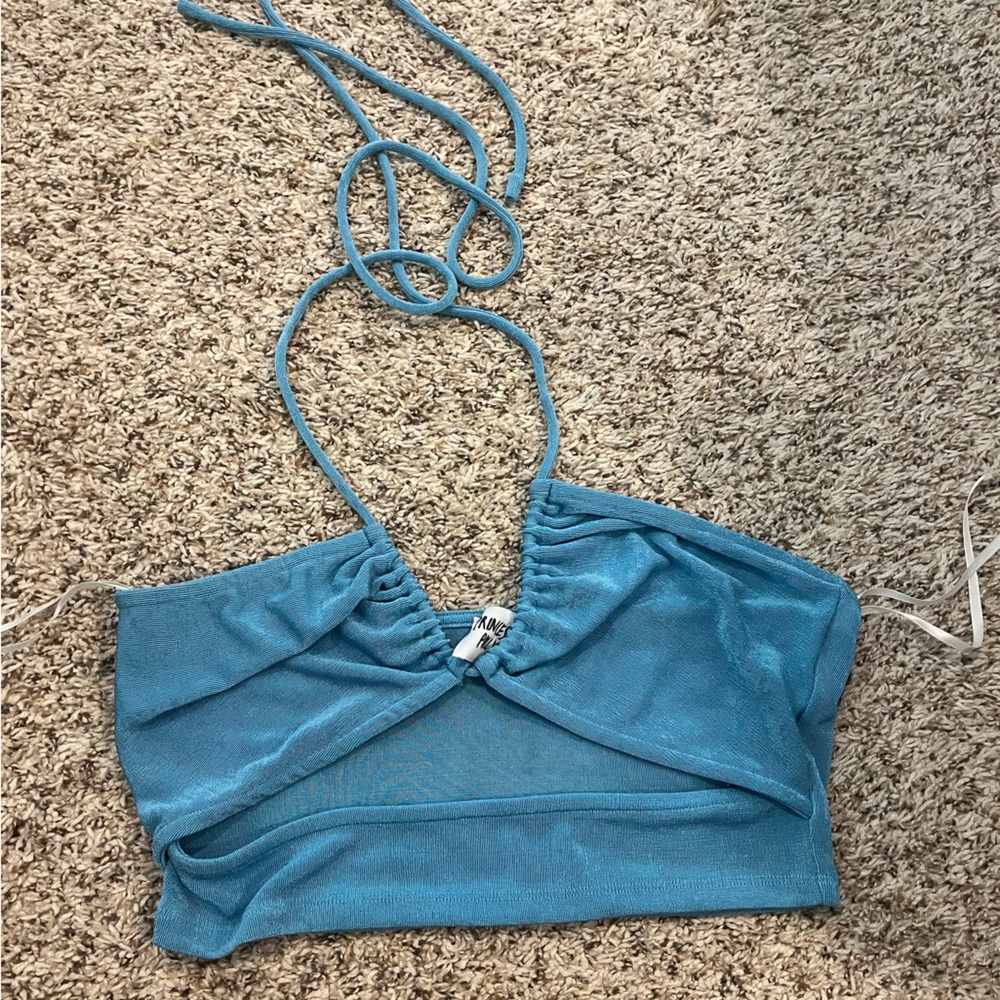 Princess Polly Light Blue Crop Top